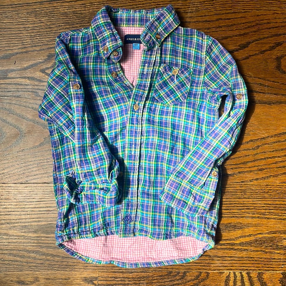 ANDY&EVAN PLAID BUTTON DOWN SHIRT